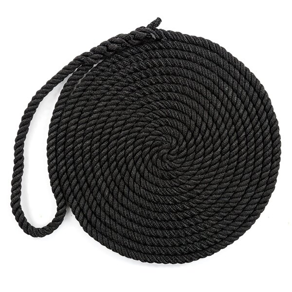 Kimpex 3 Strand Twisted Dock Line 25' 3/8? Nylon 3 Strand Twisted Black