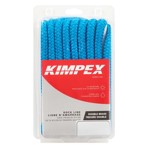 Ligne de quai Kimpex double tressée 15' 3/8? Nylon Double Tressé Bleu