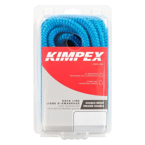 Ligne de quai Kimpex double tressée 25' 1/2? Nylon Double Tressé Bleu