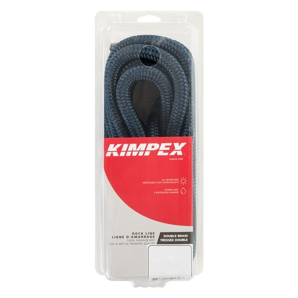 Ligne de quai tressée Kimpex 20 pi 1/2? Nylon Tressé Bleu Marine