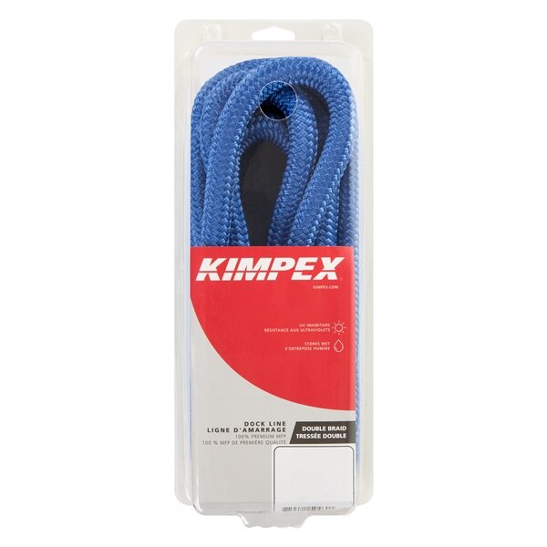 Ligne de quai en polypropylène multifilament Kimpex 20 pi 3/8 ? Polypropylène Multifilament Bleu roi