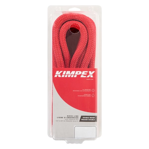 Ligne de quai en polypropylène multifilament Kimpex 20 pi 5/8 ? Polypropylène Multifilament Rouge