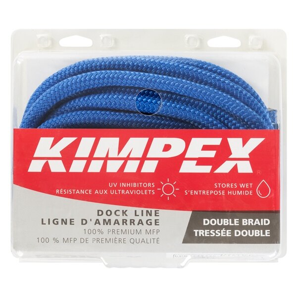 Ligne de quai en polypropylène multifilament Kimpex 35' 5/8? Polypropylène Multifilament Bleu roi