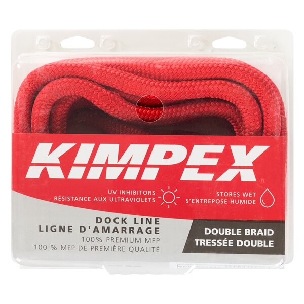 Ligne de quai en polypropylène multifilament Kimpex 30' 5/8 ? Polypropylène Multifilament Rouge