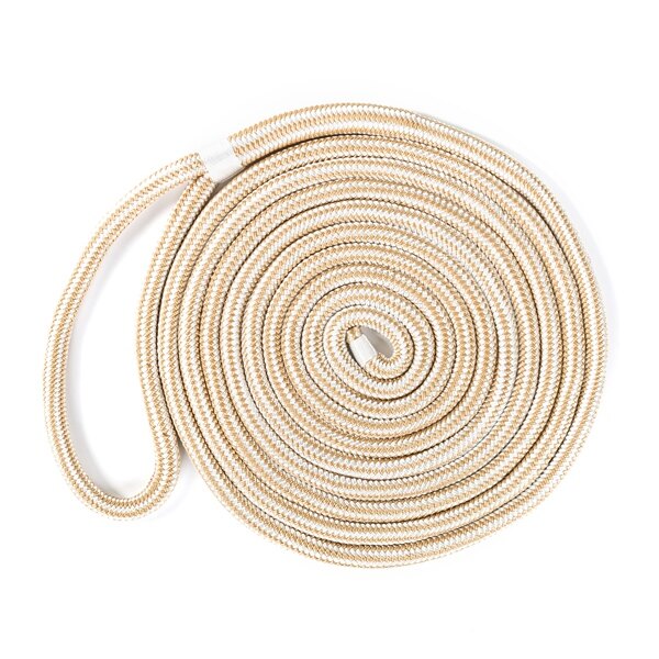 Kimpex Double Braided Dock Line 20 ft 3/8? Nylon Double Braided Golden, White