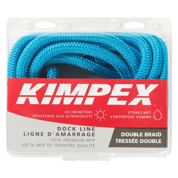 Ligne de quai Kimpex double tressée 35' 5/8? Nylon Double Tressé Bleu