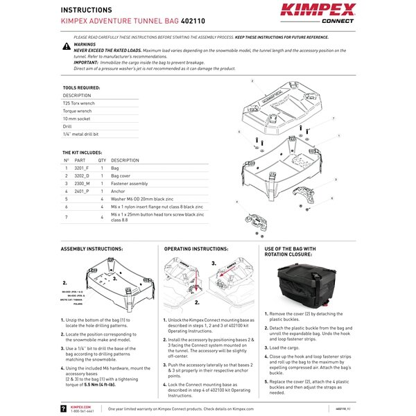 Kimpex Connect Adventure Tunnel Bag 8L to 22L