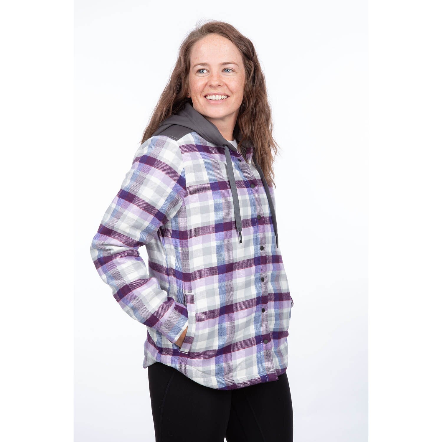 Big Sky Fleece Lined Flannel Hoodie XS Reflecting Pond Black