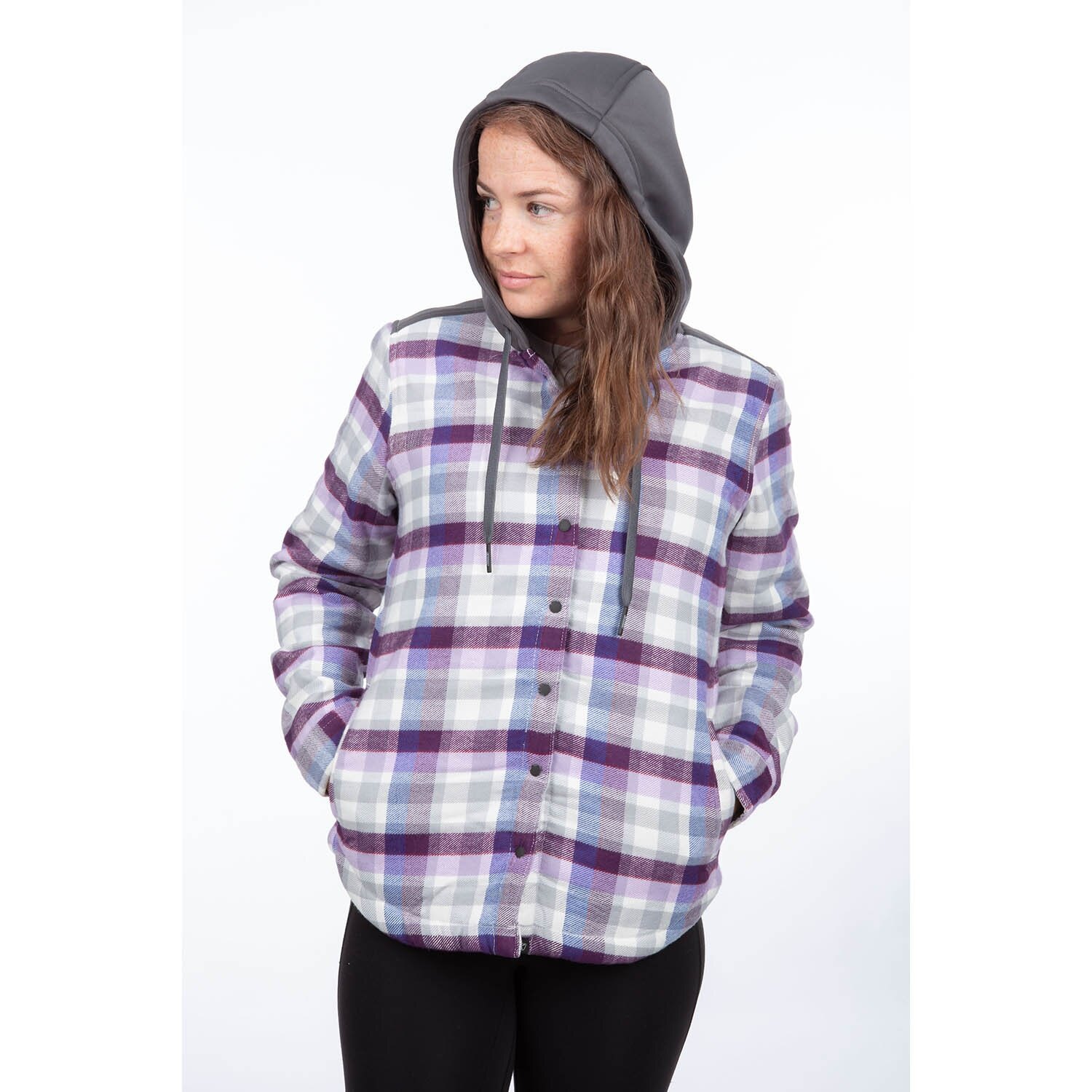 Big Sky Fleece Lined Flannel Hoodie XS Reflecting Pond Black