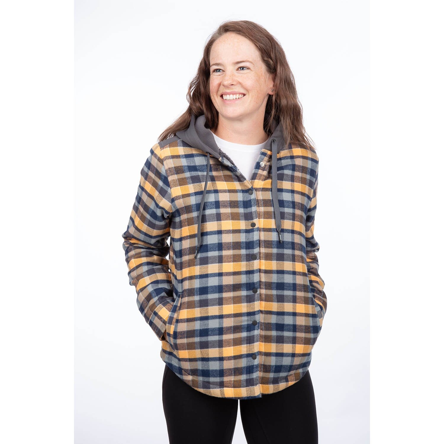 Big Sky Fleece Lined Flannel Hoodie XS Reflecting Pond Black