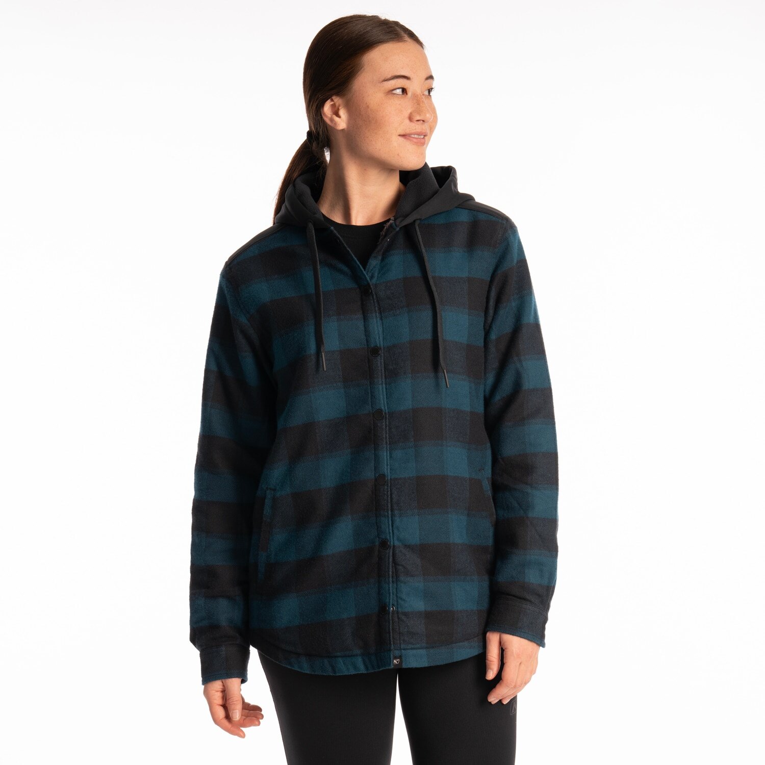 Big Sky Fleece Lined Flannel Hoodie XS Reflecting Pond Black