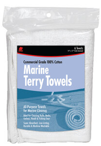 MARINE COTTON TERRY TOWELS (BUFFALO INDUSTRIES) 25 6 Pk Bag 14" x 17"