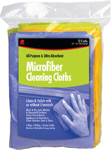 MICROFIBER CLEANING CLOTHS (BUFFALO INDUSTRIES) 20 12 12" x 16" 4 ea. Blue, Green, Yellow