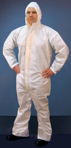 MICROPOROUS HOODED DISPOSABLE COVERALLS (BUFFALO INDUSTRIES) 25 Lg 42 44