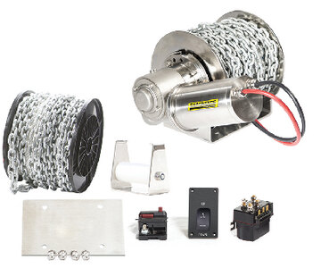 STAINLESS STEEL DRUM WINCH KIT (SEACHOICE) 75 1/4" x 26' Up to 26' 5/16" x 312' Deluxe Series 1500 200 lbs.