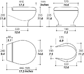 NANO ECO ELECTRIC MARINE TOILET (THETFORD) 30 11 9/16"H 14 9/16"W 17 1/2"D White 12