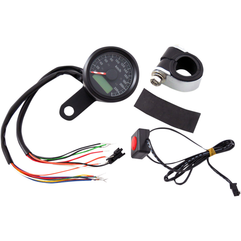 SPEEDO W/4LTS KPH BLK/BLK