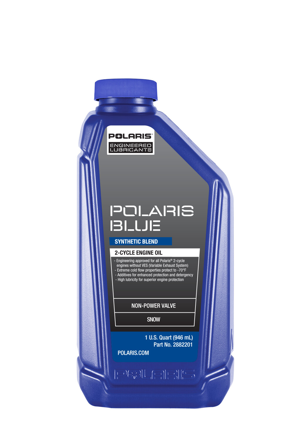 Polaris Blue Synthetic Blend 2 Cycle Oil, For Polaris 2 Stroke Snowmobiles, 2882201, 1 Quart