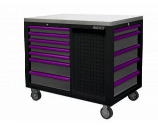 45" 12 Drawer Workstation with Stainless Steel Top & Customizable Drawer Trim (Black Body & Gray Drawers)