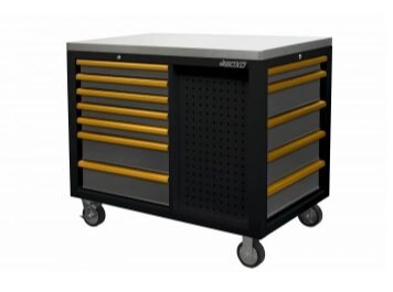 Boxo 45 12 Drawer Workstation With Stainless Steel Top Customizable Drawer Trim Black Body Gray Drawers 429915