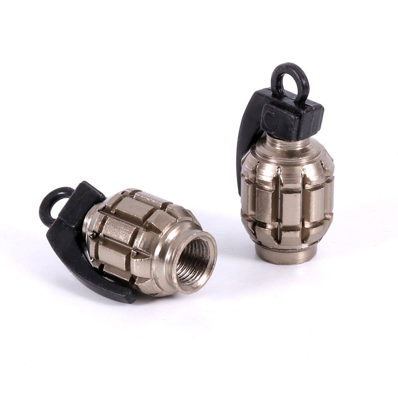 VALVE CAP ''GRENADE'' SILVER (2PCS)