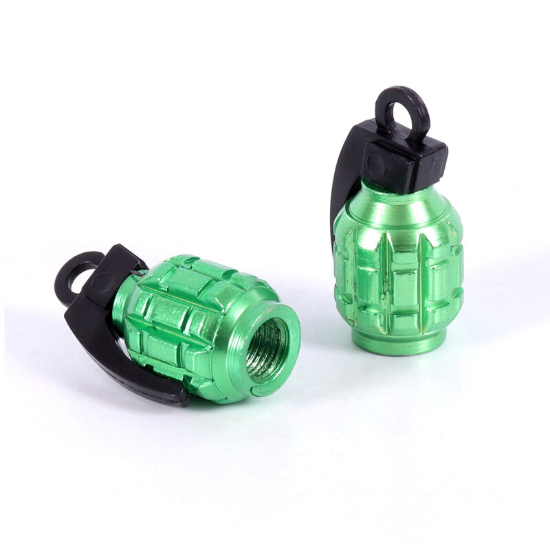 VALVE CAP ''GRENADE'' GREEN (2PCS)